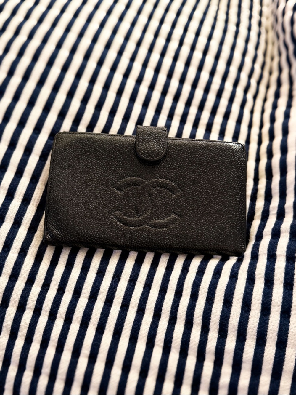 Chanel Black Leather CC Long Snap Wallet